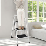 Folding 3-Step Ladder with Handgrip and Anti-Slip Platform