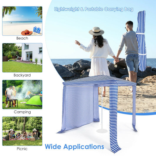 6.6 x 6.6 Feet Foldable and Easy-Setup Beach Canopy With Carry Bag-Navy