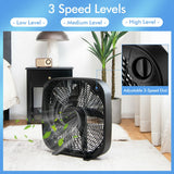 20 Inch Box Portable Floor Fan with 3 Speed Settings and Knob Control-Black