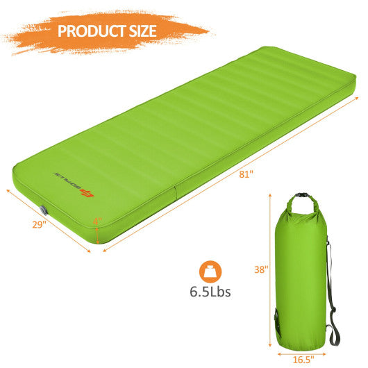 Self Inflating Folding Camping Sleeping Mattress with Carrying Bag-Green