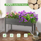 Wooden Raised Vegetable Garden Bed Elevated Grow Vegetable Planter-Gray