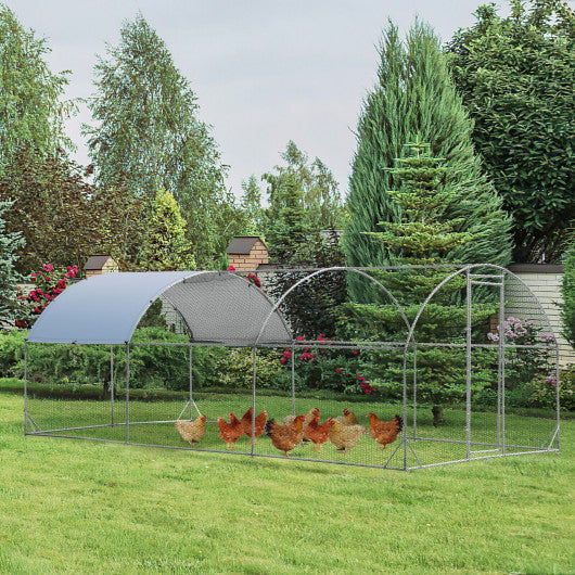 6.2 Feet/12.5 Feet/19 Feet Large Metal Chicken Coop Outdoor Galvanized Dome Cage with Cover-L