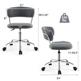 Computer Desk Chair Adjustable Sherpa Office Chair Swivel Vanity Chair-Gray