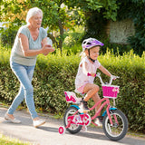 Kids Bicycle with Training Wheels and Basket for Boys and Girls Age 3-9 Years-14 inches