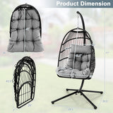 Patio Hanging Egg Chair with Stand Waterproof Cover and Folding Basket-Gray