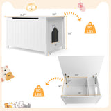 Wooden Cat Litter Box Enclosure with Top Opening Side Table Furniture-White