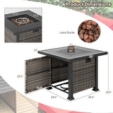 32 Inch Square Propane Fire Pit Table with Lava Rocks Cover-Gray