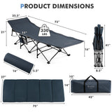 Folding Retractable Travel Camping Cot with Mattress and Carry Bag-Blue