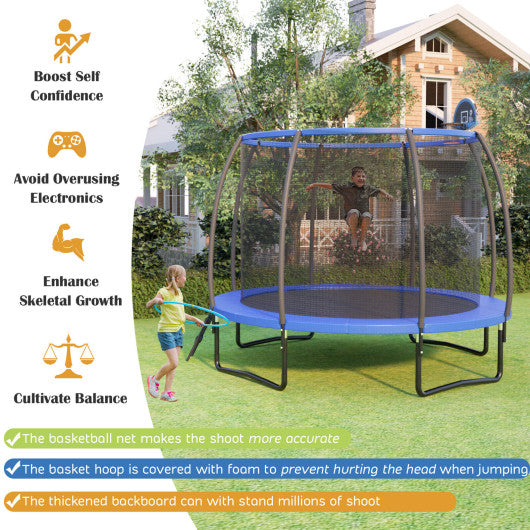 8/10 Feet Recreational Trampoline with Basketball Hoop-10 ft