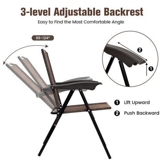 4 Pieces Folding Dining Chairs with Smooth Armrests and Sling Back