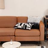 Modern Loveseat Sofa Couch with Side Storage Pocket and Sponged Padded Seat Cushions-Orange