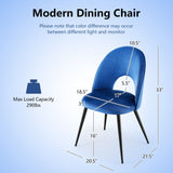 Dining Chair Set of 2 with Metal Base and Adjustable Pads