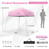 10 x 10 Feet Outdoor Instant Pop-up Canopy with Carrying Bag-Pink