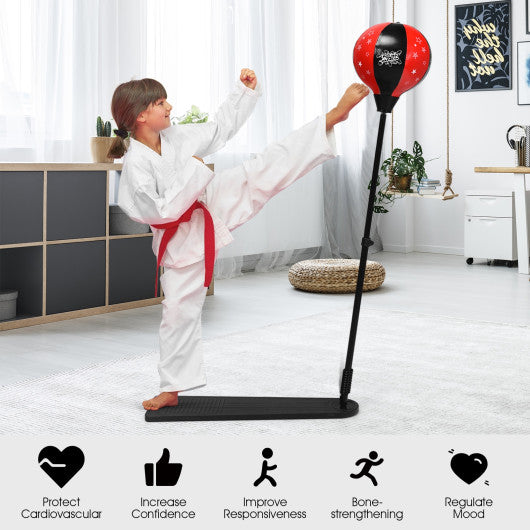 Kids Punching Bag with Adjustable Stand and Boxing Gloves