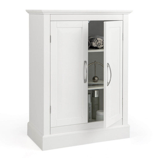 2-Door Freestanding Bathroom Cabinet with Adjustable Shelves-White