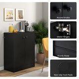 2-Door Modern Floor Storage Cabinet with 3-Tier Shelf-Black