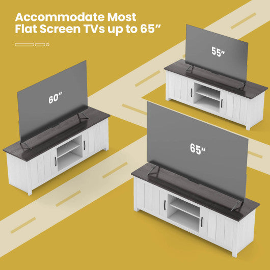 TV Stand with 2 Cabinets and Open Shelves for TVs up to 65 Inch-Black