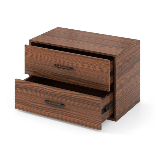 2-Drawer Stackable Horizontal Storage Cabinet Dresser Chest with Handles-Espresso