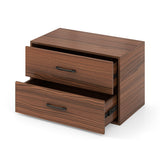 2-Drawer Stackable Horizontal Storage Cabinet Dresser Chest with Handles-Espresso