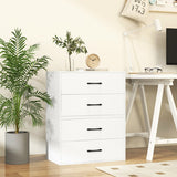 2-Drawer Stackable Horizontal Storage Cabinet Dresser Chest with Handles-White