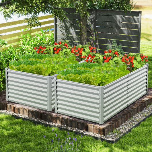 6 x 3 x 2 Feet Metal Rectangular Raised Garden Bed with Open Bottom Design-Gray