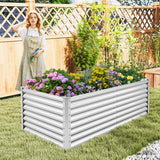 6 x 3 x 2 Feet Metal Rectangular Raised Garden Bed with Open Bottom Design-Silver