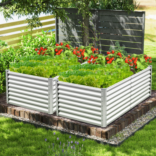 6 x 3 x 2 Feet Metal Rectangular Raised Garden Bed with Open Bottom Design-Silver