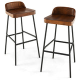 Set of 1/2 29 Inch Industrial Bar Stools with Low Back and Footrests-Set of 2
