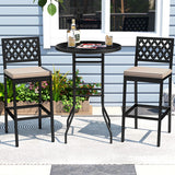 Set of 2 Patio Bar Chairs Counter Height with Detachable Cushion and Footrest-Argyle Pattern