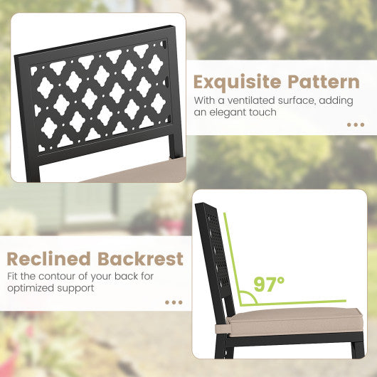 Set of 2 Patio Bar Chairs Counter Height with Detachable Cushion and Footrest-Argyle Pattern