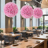 2 Pieces Artificial Plant Topiary Balls Faux Boxwood Decorative Balls-Pink