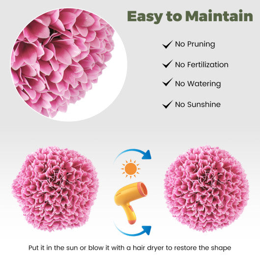 2 Pieces Artificial Plant Topiary Balls Faux Boxwood Decorative Balls-Pink
