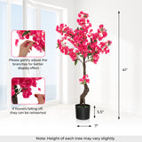 2 Pack 41 Inch Artificial Plum Blossom Tree Fake Floral Plant with 92 Flowers-Red