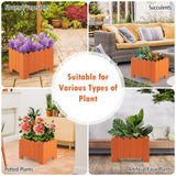 2 Pack Rectangular Planter Box with Drainage Gaps for Front Porch Garden Balcony-Orange