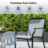 2 Piece Patio Dining Chairs Large Outdoor Chairs with Breathable Seat and Metal Frame-Blue