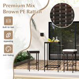 Patio Rattan Barstools Set of 2/4 with Footrest and Soft Cushions for Backyard Balcony-2 Pieces