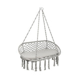 2 Person Hanging Hammock Chair Macrame Swing with Zippered Cushion-Gray