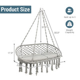 2 Person Hanging Hammock Chair Macrame Swing with Zippered Cushion-Gray