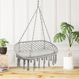 2 Person Hanging Hammock Chair Macrame Swing with Zippered Cushion-Gray