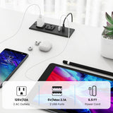 2-Person Reversible Computer Desk Long Office Desk with LED Lights-White