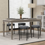 Bar Stools Set of 4 Upholstered Kitchen Stools with Foot Pads-Dark Gray