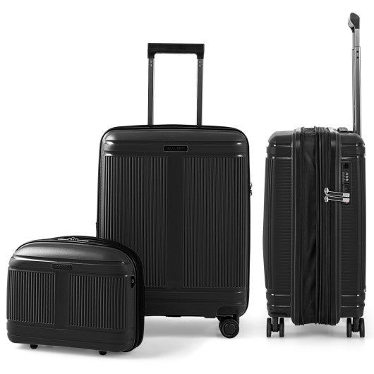 2-Piece Luggage Set 20 Inch Carry-on Suitcase and 14 Inch Cosmetic Case-Black