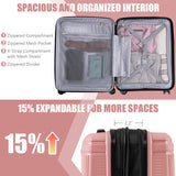 2-Piece Luggage Set 20 Inch Carry-on Suitcase and 14 Inch Cosmetic Case-Pink