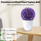 2 Pieces Artificial Plant Topiary Balls Faux Boxwood Decorative Balls-Purple
