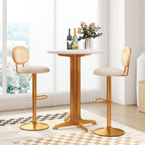 2 Pieces Bar Chairs with PE Rattan Backrest-360°Swivel and Height Adjustable