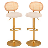 2 Pieces Bar Chairs with PE Rattan Backrest-360°Swivel and Height Adjustable
