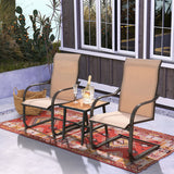 2 Pieces C-Spring Motion Patio Dining Chairs with Breathable Fabric-Brown