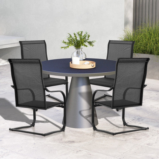 2 Pieces C-Spring Motion Patio Dining Chairs with Breathable Fabric-Black