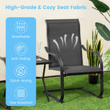 2 Pieces C-Spring Motion Patio Dining Chairs with Breathable Fabric-Black