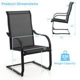 2 Pieces C-Spring Motion Patio Dining Chairs with Breathable Fabric-Black